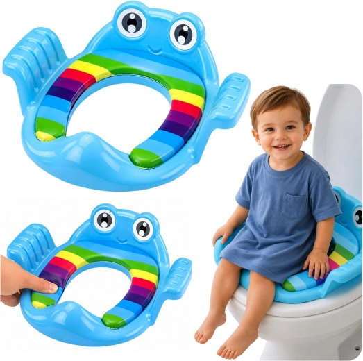 Kinder-WC-Sitzverkleinerer mit weicher Polsterung und Griffen, blau