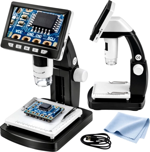 Digitales LCD-Mikroskop 4,3" mit LED-Beleuchtung und bis zu 1000× Vergrößerung