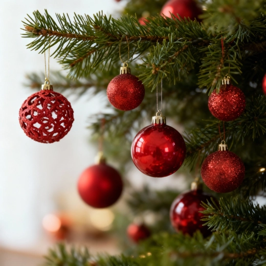 Set roter Weihnachtskugeln mit Christbaumspitze, 101-teilig