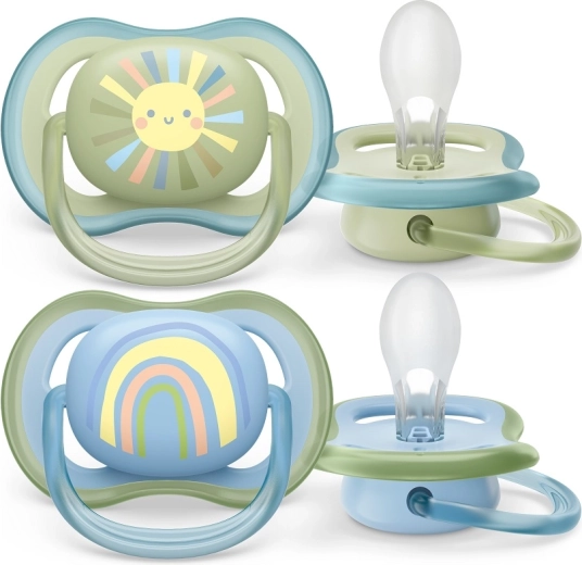 Philips Avent Schnuller Ultra Air mit Regenbogenmotiv, 0–6 Monate, 2 Stk.