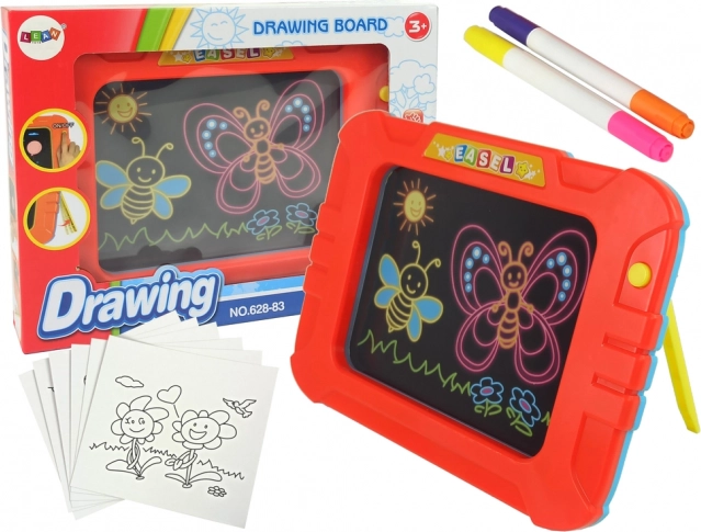 Magische leuchtende Tafel mit Schablonen und Stiften