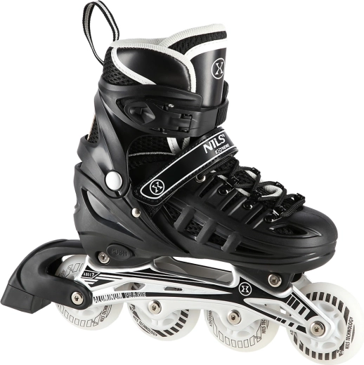 Kinder-Inlineskates 4-in-1 NILS Extreme NH10905 – verstellbare Inlineskates, Eislaufschlittschuhe und Quad-Rollschuhe mit LED-Rollen – S (31–34)