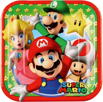 Super Mario Pappteller 18 × 18 cm (8 Stk.)