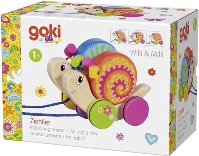 Goki Holz-Nachziehspielzeug Schnecken Willi und Milli