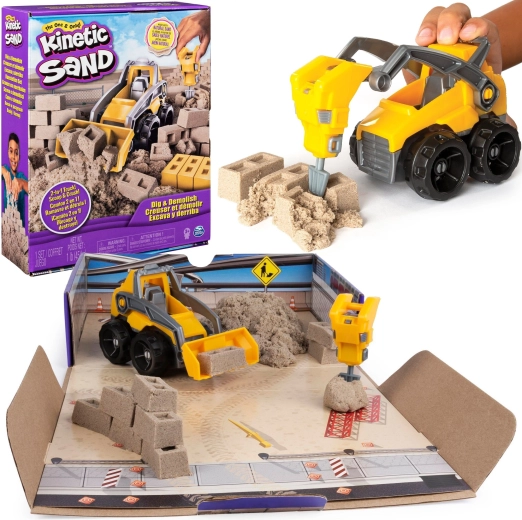 Spin Master Kinetic Sand Baustellen-Sandkasten mit Kipplaster 545 g