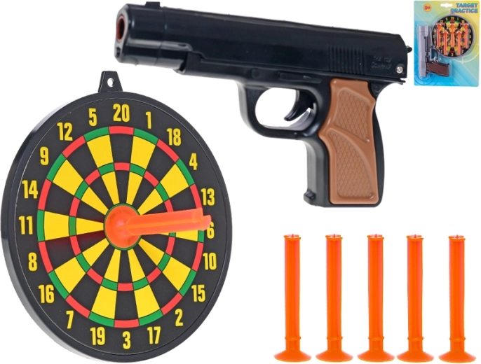 Kinderpistole mit Saugnäpfen und Zielscheibe 15 cm