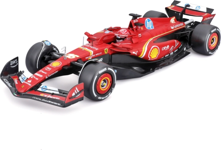 Bburago Ferrari SF-24 (2024) Charles Leclerc 1:24 im Acryl-Displaybox