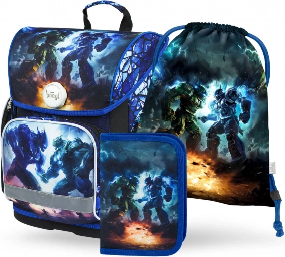 Baagl Schulrucksack Set Ergo Roboter