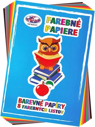 Mappe mit farbigem A4-Papier, 8 Blatt, 80 g/m²