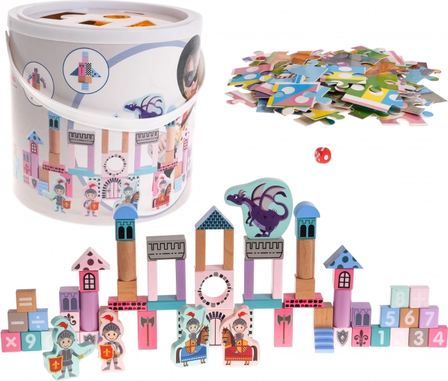 Holzbausatz Burg mit Rittern für Kinder 3+