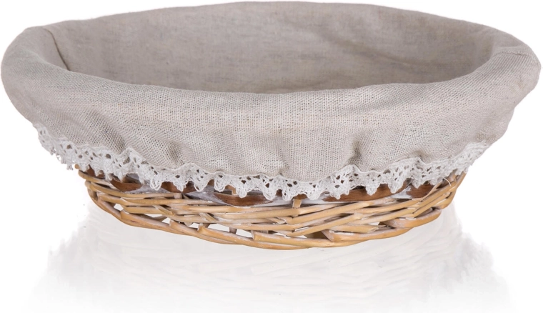 Rundes Weidenkörbchen Duo 26 × 8 cm mit Spitze