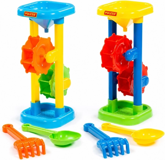 Kindersand- und Wassermühle mit Schaufel und Rechen