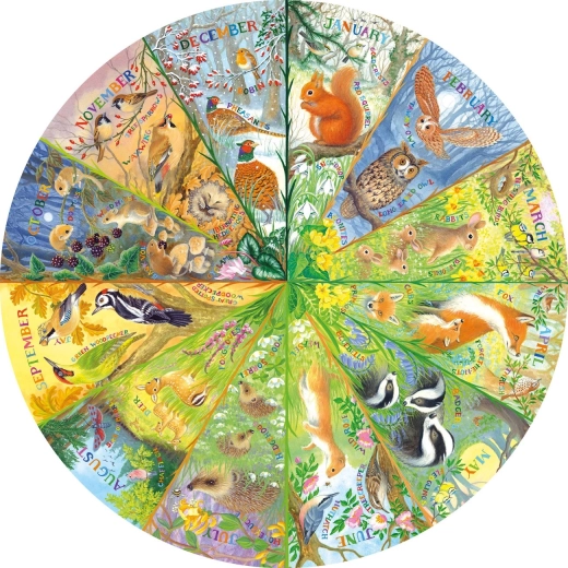 Rundes Puzzle Ein Jahr im Wald 500 Teile GIBSONS