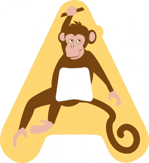 Holzbuchstabe A – Dekoration mit Äffchen