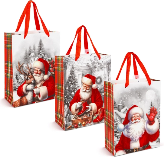 Weihnachtliche Geschenktüte mit Samteffekt und Nikolausmotiv – 1 Stück