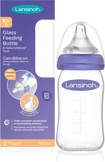Lansinoh Glas-Babyflasche mit NaturalWave Sauger 160 ml