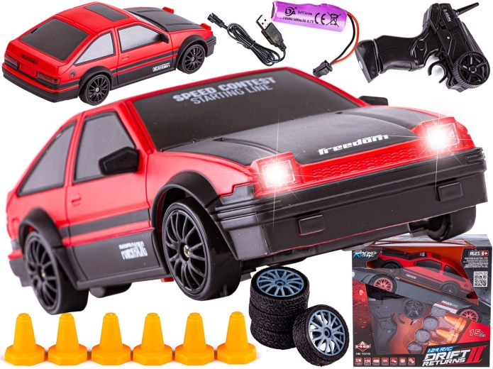 Drift-RC Auto Toyota 1:24 2,4 GHz 4WD rot-schwarz