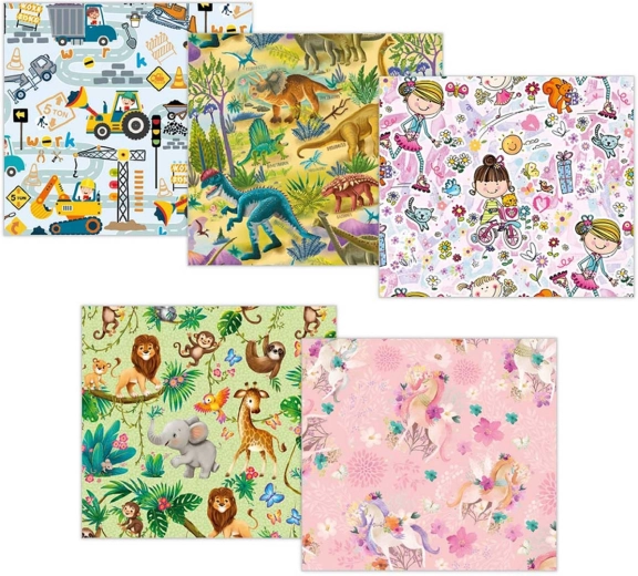 Geschenkpapier mit Kindermotiven 100 × 70 cm (2 Bögen) - 1 Rolle