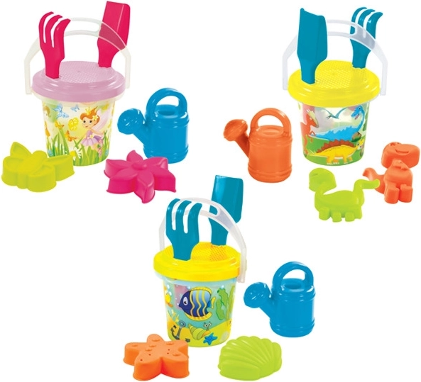 Transparentes Sandspiel-Set mit Gießkanne – Feen, Dinosaurier und Fische 1,3 l