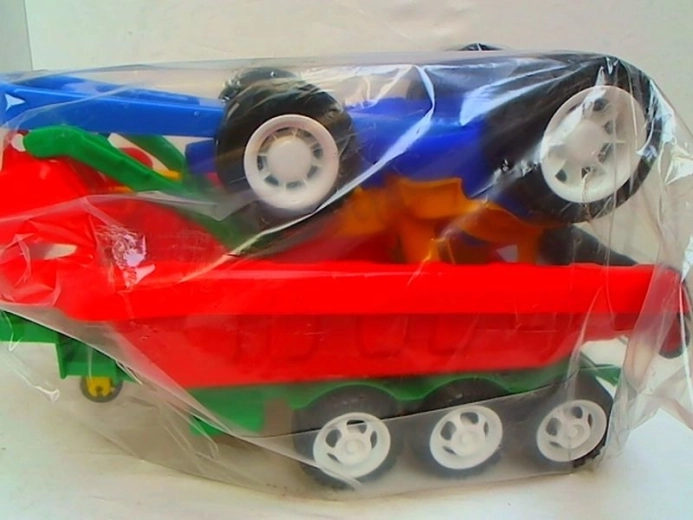 Kinder-Bulldozer mit Anhänger und Schiebestange
