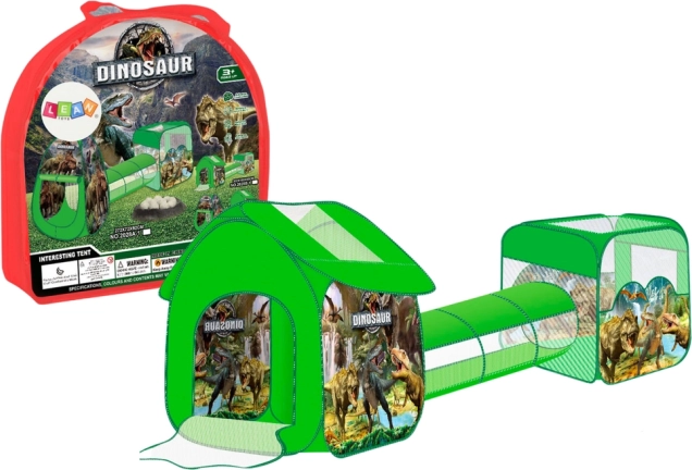 Kinderspielset 3-in-1 – Spielzelt mit Tunnel und Bällebad mit Dinosaurier-Motiv