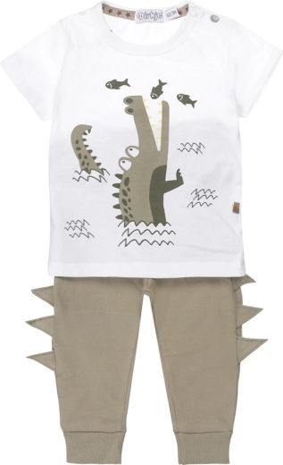 DIRKJE Baby-Set T-Shirt mit kurzen Ärmeln und Jogginghose für Jungen, weiß, Gr. 56