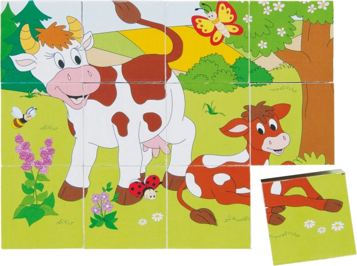 Bildwürfel Tiere in den Jahreszeiten