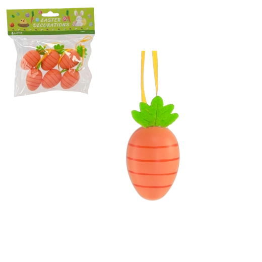 Set aus dekorativen Möhrchen mit Aufhängeschlaufe 3 × 4 cm – 6 Stk.