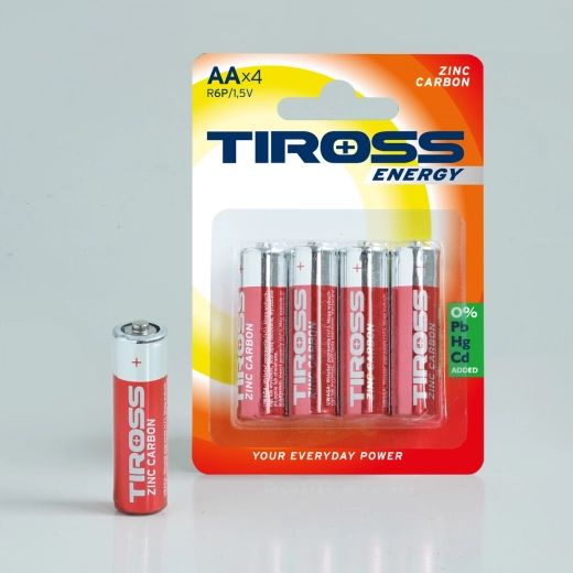 AA-Zink-Kohle-Batterien 1,5 V, Packung mit 4 Stück