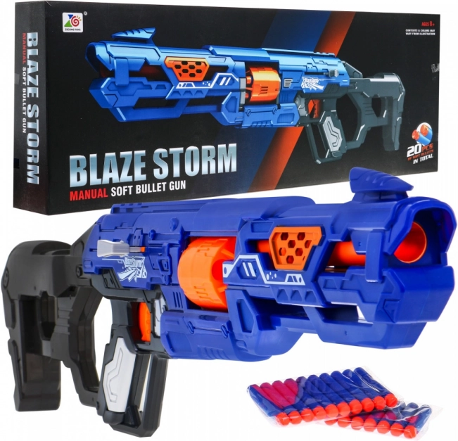 Manueller Kinder-Blaster BLAZE STORM 8+ mit Verschluss und 20 Schaumgeschossen