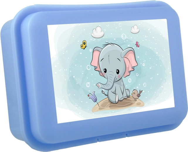 Brotzeitbox mit Elefantenmotiv und Klickverschluss, Kunststoff, Farb-Mix 16 × 11 × 5,5 cm