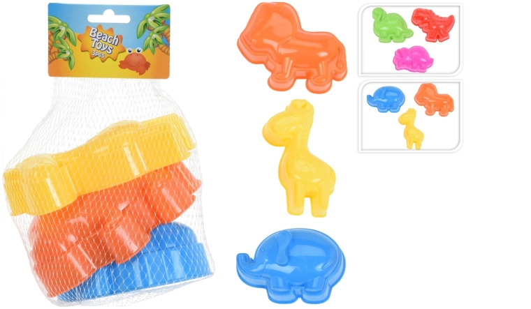 Set mit 3 Sandförmchen mit Tiermotiven