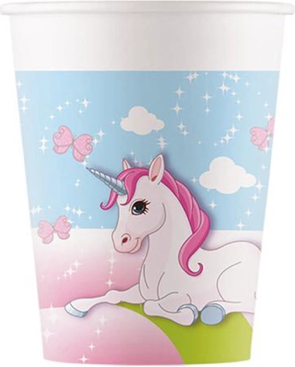 Papierbecher Einhorn 200 ml, 8 Stk.