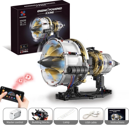 Bausatz eines Turbinentriebwerks mit USB-Stromversorgung und LED-Beleuchtung, 564 Teile
