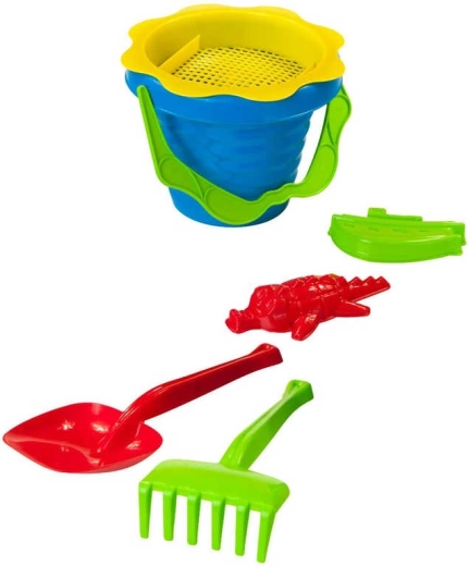 Baby-Sandset mit Eimer, Sieb, Förmchen und Werkzeugen, 6 Stk.
