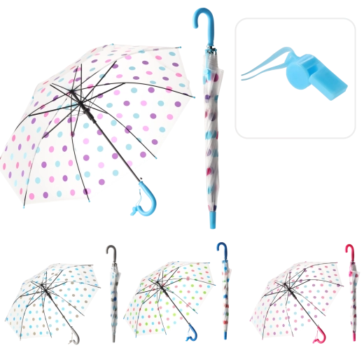 Damen-Transparenter Regenschirm mit bunten Punkten, Durchmesser 83 cm