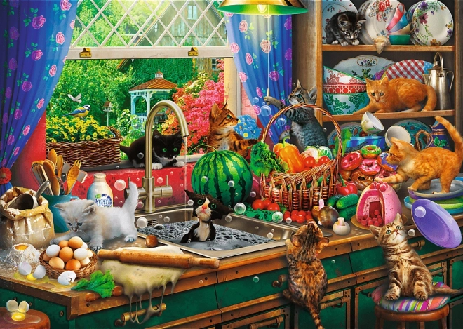 TREFL Puzzle Premium Plus: Teepause mit verspielten Kätzchen 1000 Teile