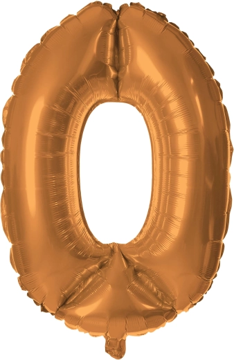 Folienballon TORO Zahl 0, 30 cm, bronzefarben