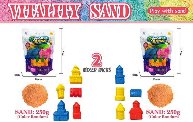 Kinetischer Sand 250 g rot – Burg mit Förmchen