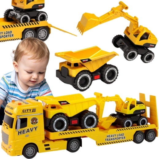 Woopie Bau-Abschleppwagen mit Kipper und Bagger