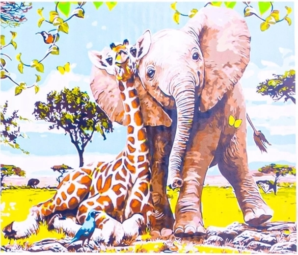 Norimpex Malen nach Zahlen Elefant und Giraffe 40 × 50 cm
