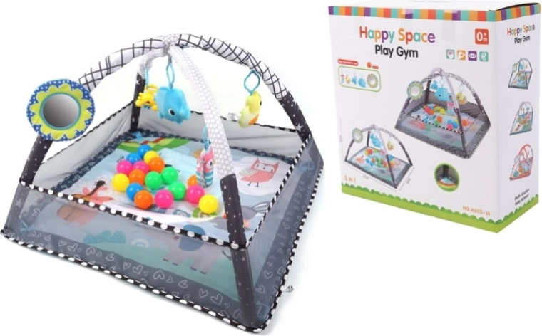 TinyMini Happy Space Lernspieldecke 2-in-1 mit Laufgitter und Bällen
