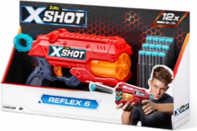 Pistole für Schaumstoffpfeile X-SHOT Reflex 6 – orange, 12 Pfeile