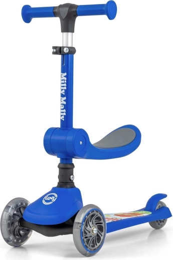 Dreirädriger Balance-Roller mit Sitz Milly Mally Fuzzy, blau für Kinder