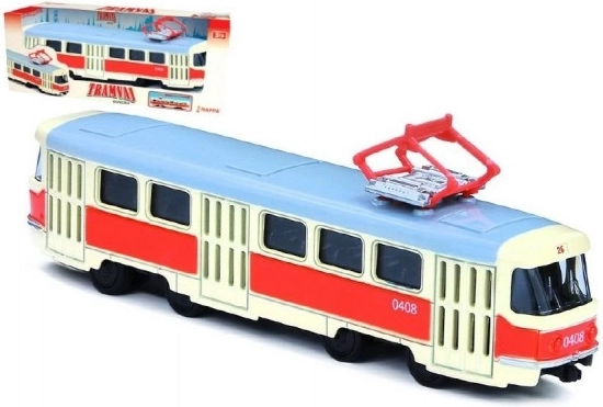 Metall-Retro-Straßenbahn Tatra T3 mit Rückzug, 16 cm