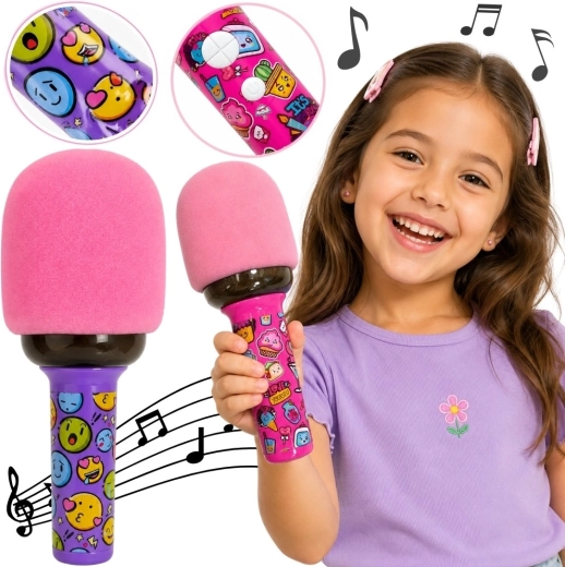 Woopie kabelloses Karaoke-Mikrofon mit Bluetooth-Lautsprecher und LED-Beleuchtung, rosa