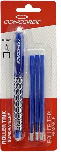 Radierbarer Roller CONCORDE Trix 0,5 mm, blau + 3 Minen