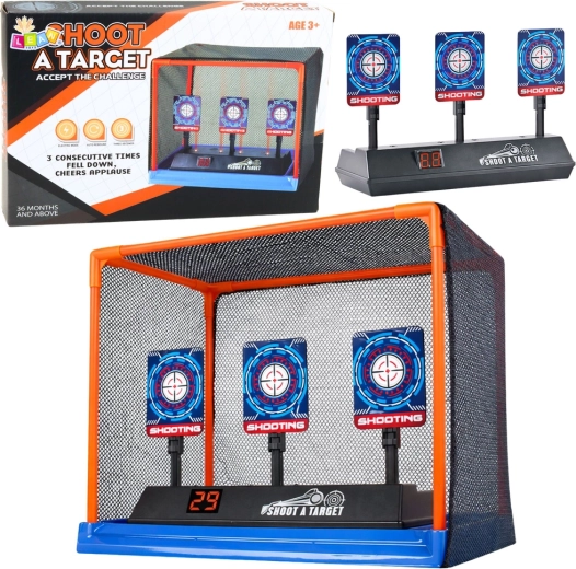 Elektronische Zielscheibe zum Schießen mit digitalem Zähler und Schutznetz