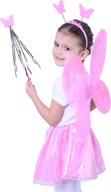 Schmetterlingskostüm mit rosa Flügeln und Accessoires
