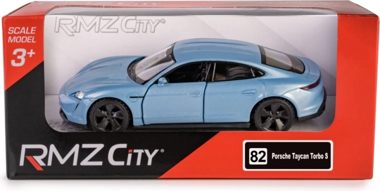 Metallmodellauto PORSCHE Taycan Turbo S 2020 mit Pull-Back-Antrieb – blau (1:40)